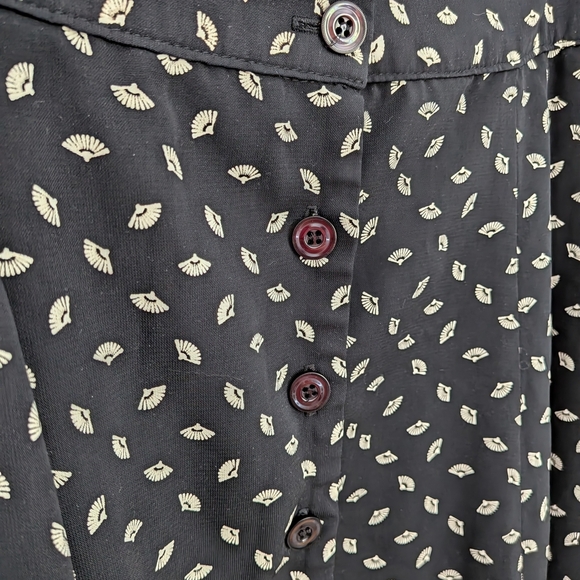 Annie 50 Black & Cream A-Line Buttoned Skirt – Size L #18 - Picture 3 of 6